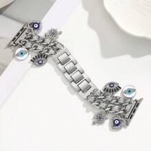 1 件女士皮革绳表带不锈钢表带适用于 38/40/41/42/44/45/49mm Ultra/SE/8/7/6/5/4/3/2/1