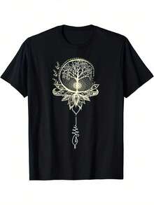 Camiseta Mandala Lotus Unima Árbol de la Vida - Negro - Ver 1