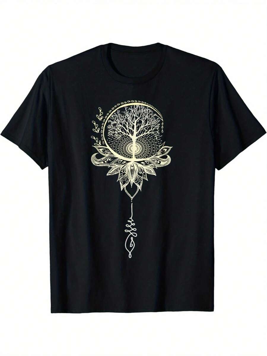 Camiseta Mandala Lotus Unima Árbol de la Vida - Negro - Ver 1