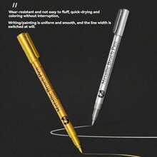 6 Piezas Marcador de pintura permanente impermeable, tinta suave de pincel dorado/plateado, para roca, taza, cerámica, vidrio, suministros de pintura DIY