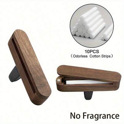 1 Set Of Walnut Pure Wood Open Lid Aromatherapy Clips, Air Conditioner Vent Aromatherapy Diffuser, 10 Sticks - DIY Essential Oil And Perfume Compatible With Any Car Model (Unscented), Car Aromatherapy Diffuser, Long-Lasting Home Fragrance, White Tea Car Fragrance, Car Fragrance Bottle