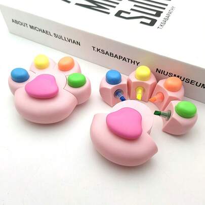 New Arrival Cute Cat Paw Fluorescent Highlighter Pen, Colorful Marker Pen For Students, Decorative Planner Pen With Adorable Animal Design, Cat Claw Style Colorful Highlighter Pen