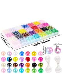 Pearl Beads Kit, Mix Colors Round Faux Pearl Beads Kit For Jewelry Making, DIY Friendship Bracelets Necklace Key Accessories Crafts