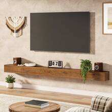 Tribesigns 74.8" Fireplace Mantel Shelf, Wall Mounted Floating Shelves For Wall, Wood Mantel Floating Shelf Storage Display Shelves, Rustic Brown - 質樸棕色 - 查看 2