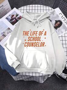 MEN'S Counselor Hoodie - Dark Green With Orange Lettering, Front Pocket - Therapist, Psychologist, Graduation Gift - Cozy Fall-Winter Pullover For Mental Health Professionals & Educators,Fall Hoodies,Men's Fall Clothes,Street Wear,Halloween,Mens Hoodies,Y2k Clothes,Jesus Hoodie,Thanksgiving Day,Nightmare Before Christmas,Christmas - 白色 - 查看 1