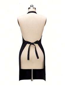 1pc Customized Black Kitchen Cooking Apron, Modern Polyester Oil-Proof Apron, Black Kitchen Apron, Polyester Apron For Garden, Kitchen And Housework Perfect For Home, Restaurant, And Kitchen Cooking