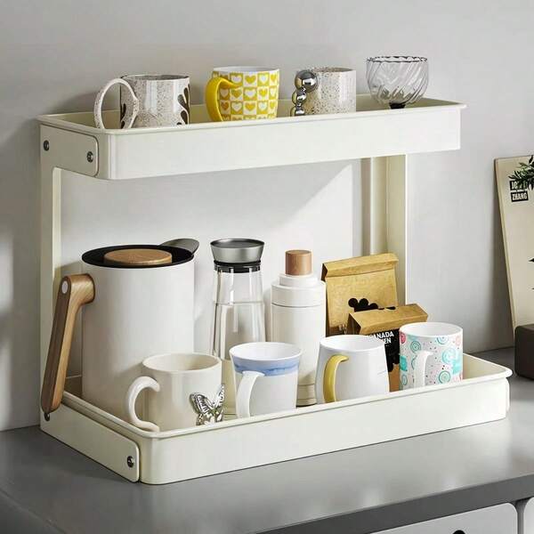 1Pc Heavy-Duty Multi-Purpose Desktop Storage Rack, Carbon Steel And Thickened ABS Material, Suitable For Desktop Organization And Storage, Kitchen Organizer Cup Holder, Bathroom Storage Make Up Organizer/Makeup Organiser, Bathroom Accessories Cosmetics Rack, Room Decor Bedroom Decoration Furniture Jewellery Organiser, Jewellery Stand, Christmas Decoration Rack