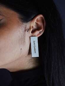 1 Pair Elegant Gold Cross Earrings, Cross Symbol Earrings, Signature Gold Earrings, Daily Jewelry, Original Design Earrings, Customized Jewelry, Reverse Design, Personalized Name Custom Earrings, Reverse Style, Rectangular, Abstract Design Style - Style 2 - View 6