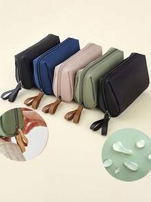韩式口红收纳包，化妆包，阳离子迷你旅行收纳包，混色尼龙手提包收纳包 - 轻便易携，时尚收纳方案，可存放日常必需品和旅行配件 | 时尚包 | 轻便尼龙二合一化妆品收纳包，简约拉链袋，适合旅行和户外活动
