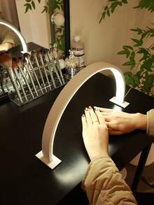 15.74 In/22.44 In White/Pink Crescent Shape Nail Lamp,USB Push Button Plug Desktop Lamp,For Nail Fill Lighting, Vanity, Handmade Desk, Nightstand,Monochromatic White Light - white light - View 8