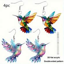 2D Flat Transparent Hummingbird Earrings, Elegant & Pairable, 80.84 Gallon Stainless Steel Hook, All-Season Multi-Purpose, Sweet Valentine's Day Gift.Suitable For Both Men And Women. - 一對 - 查看 5