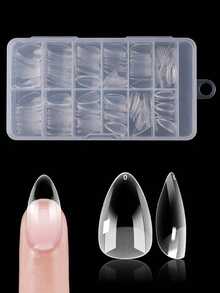 240Pcs/Box Full Cover Fake Nails Acrylic Nail Supplies Semi-Frosted Seamless Nail Clear Long Ballet Nail Tips Press On Nails - Clear - View 11