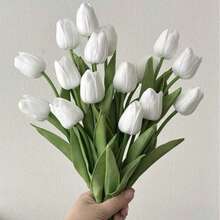 20pcs Romantic Premium Artificial Flowers Centerpieces,Plastic Flowers Real Touch Tulips Silk Bouquet, Artificial Flowers For Wedding Room Home Hotel Party Event New Years Gifts Handheld Flower Arrangement For Valentine's Day Wedding/Home/Bedroom/Living Room/Table Decoration/Bride's Bouquet/Outdoor Garden