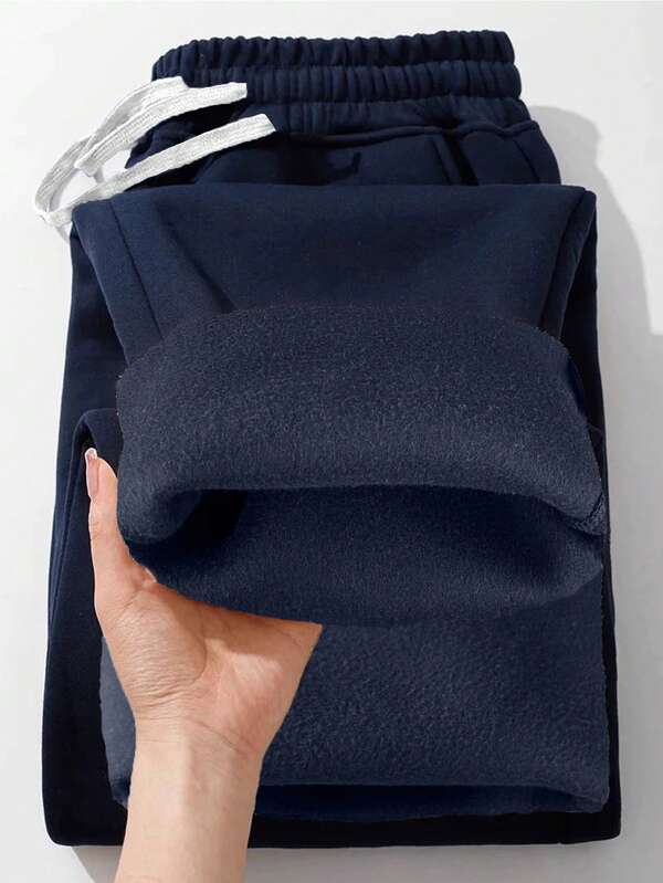 男士户外裤，保暖内衬，厚实，休闲，防风，直筒，抽绳腰部设计，适合寒冷冬季