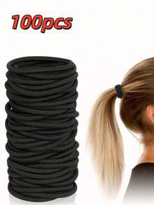 10Pcs/40Pcs/80Pcs/100Pcs High Elasticity Thick Black Hair Ties, Hair Accessories For Hairstyles, Hair Rope Scrunchies, Ponytail Holders - Hair Styling Tools, Rubber Bands, Multi-Functional Hair Accessories For Thick And Curly Hair For Women Or Men, Won't Damage Hair, Reusable, Suitable For Daily Life, Outdoor, Shower, Elastic Band, Casual Party, Work Commute, Sports, Campus, Dating, Vacation, Great Gift For Moms, Friends, Couples, Classmates ,Hair Elastics ,Hair Rubber Bands