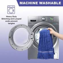 3-Pack Heavy-Duty Loop Mop Replacement Heads - Industrial Grade Blue Cotton Blend Wet Mop Refills For Commercial Use - Deep Blue - View 6