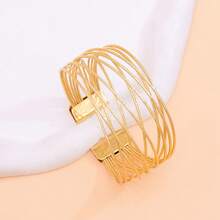 1 Peça Bracelete Bangle Minimalista Geométrico Oco e Vazado, Acessório de Luxo