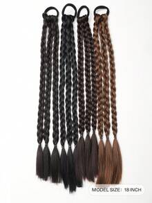 2 piezas Peluca de trenza de cabello sintético natural para niñas con banda elástica, estilo ballet, accesorio para el cabello con lazo decorativo, trenza retorcida y coleta