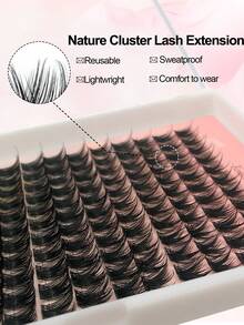 D Curl 176 PCS Lash Clusters Wispy Cluster Eyelash Extensions Puffy Individual Lashes 9-16mm Waterproof Natural Lash Extension DIY Cluster Lashes With Soft Thin Band - D - Xem 3