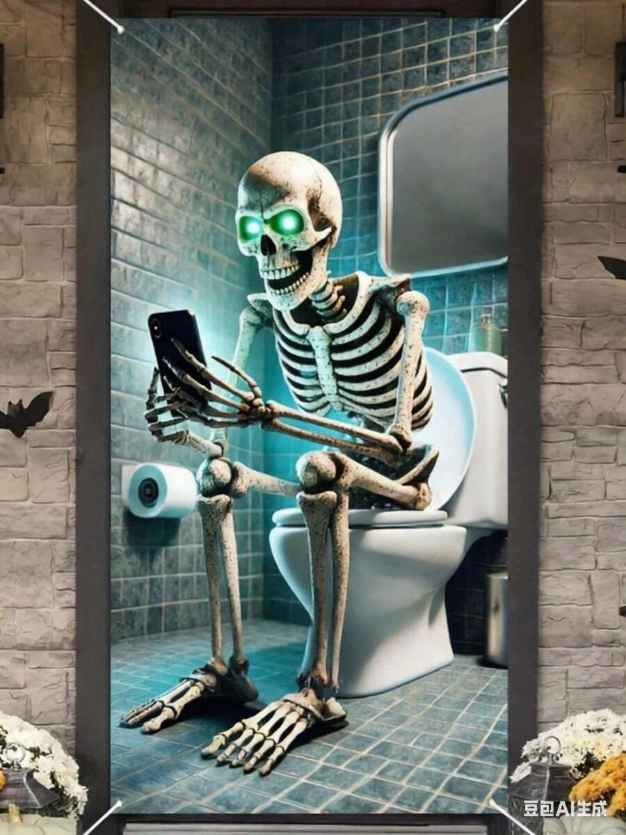 Bannière de porte 2D 1 Crâne d'Halloween, bannière de porte de salle de bain, décoration de fête multifonctionnelle en polyester, thème de maison hantée d'horreur, sans électricité requise, convient pour une utilisation intérieure et extérieure, convient pour un photomaton, décoration murale, idéal pour les mariages, enterrements de vie de jeune fille, anniversaires, pendaison de crémaillère, Noël, Pâques, Thanksgiving et Nouvel An.