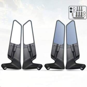 (Plastic) Motorcycle Mirror Universal 10MM And 8MM Contact Lenses Motorcycle Wing Side Mirror Rotating Rearview Mirror Compatible With 390 250 MT-07 Kawasaki Z400Z650Z90Z1000, Etc.