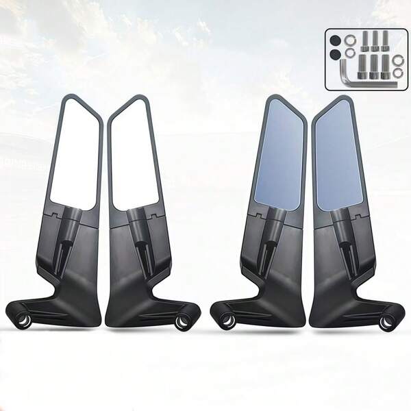 (Plastic) Motorcycle Mirror Universal 10MM And 8MM Contact Lenses Motorcycle Wing Side Mirror Rotating Rearview Mirror Compatible With 390 250 MT-07 Kawasaki Z400Z650Z90Z1000, Etc.