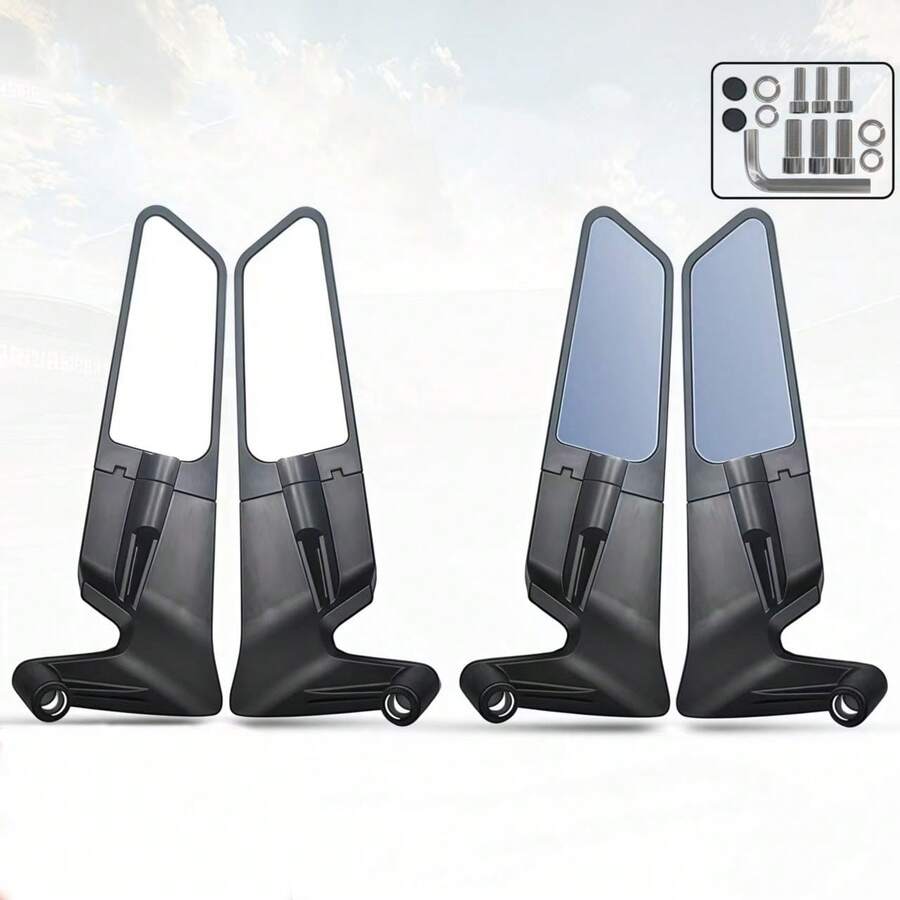 (Plastic) Motorcycle Mirror Universal 10MM And 8MM Contact Lenses Motorcycle Wing Side Mirror Rotating Rearview Mirror Compatible With 390 250 MT-07 Kawasaki Z400Z650Z90Z1000, Etc. - A - View 1