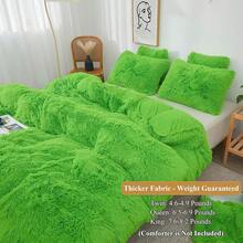 Plush Shaggy Duvet Cover Set, Ultra Soft Fluffy Bedding Sets 3 Pieces (1 Fuzzy Comforter Cover + 2 Pillow Cases), Zipper Close (, Pink), Luxury Bedding - 青檸色 - 查看 3