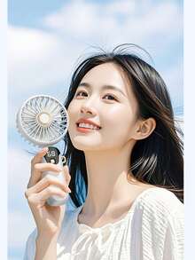 新款手持迷你风扇，USB充电式大功率便携式电风扇，静音运行，适用于办公室、宿舍、户外，电池续航时间长，超强制冷，春夏必备，伴娘礼物，房间、卧室装饰，海滩、旅行，男女皆宜，度假必备 - 彩色 - 查看 3