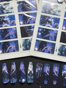 2packs Luxury Designer Original Design Black Swan Girl Style Full Nail Sticker L-080