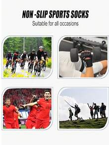 1 Set Grey Football Non-Slip Socks + Leg Sleeves, Thick Wear-Resistant Odor-Resistant Sports Cycling Socks