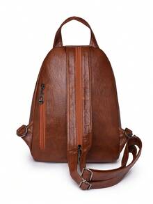 Rucsac la modă din piele PU cu clapă, geantă de umăr cu mai multe straturi și mai multe modalități de transport, potrivit pentru studenții de facultate pentru sezonul școlar