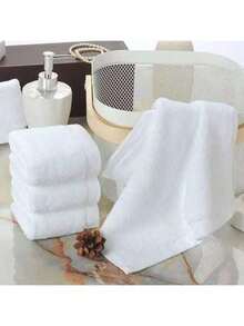 4 件装纯色手巾，25x25 厘米纯白色小毛巾，家用多功能毛巾 - 白色 - 查看 1