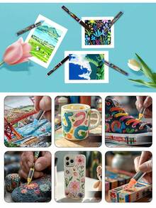 48/60/80/120/168/240 Ensemble de stylos marqueurs acryliques de couleur, emballage magnétique, pointe de stylo souple, avec système de contrôle d'encre automatique, graffiti puissant et couverture de coloriage, convient aux artistes, aux loisirs créatifs, à la canevas, au bois, au verre, aux rochers et aux tissus, très adapté pour la rentrée scolaire !