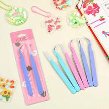 1pc Right Angled Tweezers Multi-Functional Gua Card Tweezers - Aesthetic Handmade DIY Scrapbooking Sticker Tool, Creative Macaron-Style Mini Pliers/Clips