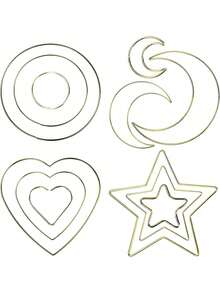 4 PIEZAS Aros de atrapasueños, aros de metal para hacer atrapasueños, luna, estrella, corazón, círculo dorado macramé para decoración de corona de boda, manualidades de pared colgante, Navidad, decoración del hogar, 1 PIEZA