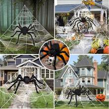 Halloween Decorations: Black Giant Spider, White Triangular Spider Web. Spider Webs Are Suitable For Outdoor And Indoor Decoration Of The Halloween Theme - Multicolor - View 9