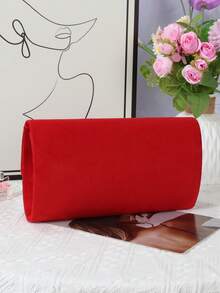 Beige Large Women Clutch Purse Evening Bag Prom Handbag With Detachable Chain For Wedding Velvet Elegant