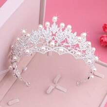 Premium Bridal Accessories Set: Faux Pearl Crown, Necklace, And Earrings, Suitable For Wedding Dress, Stage Performance, Banquet, Birthday Party