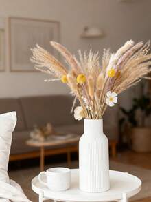 白色花瓶，简约现代家居装饰，藤编花瓶，适用于餐桌、书架、门廊和餐桌摆饰，木质风格，波西米亚风花盆/种植盆，简约装饰配件，现代家居装饰，适用于客厅和卧室，餐桌摆饰，母亲节礼物，毕业礼物，婚礼装饰