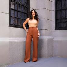 Women's Casual Elegant Tailored Pantaloons - 鏽棕色 - 查看 8