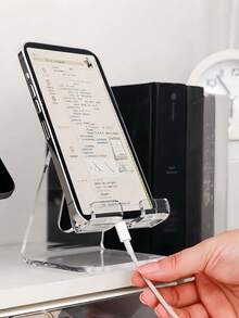 1/3pcs Transparent Acrylic Mobile Phone Display Stand Holder For Bedroom, Living Room, Office,Desktop Creative Tv Viewing Slouchy Holder, Cell Phone & Tablet Slouchy Bracket,Creative Decor, Convenient Charging, Suitable For Multiple Scenarios,Minimalist Phone Storage Rack.