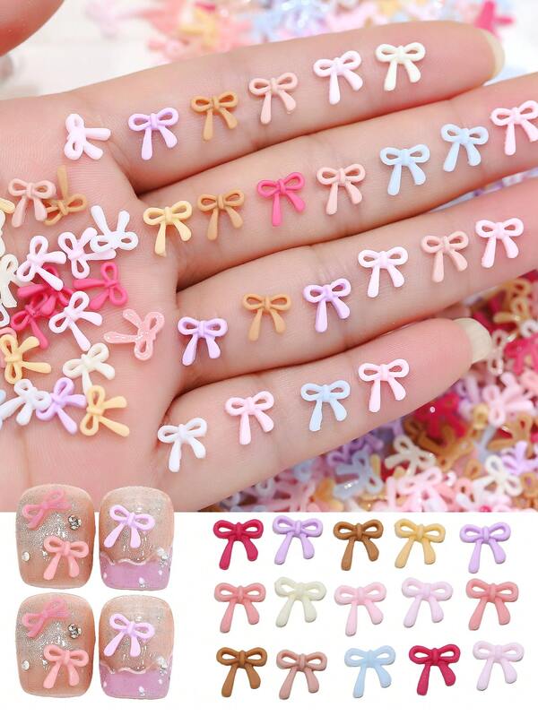 Decorazioni miste e casuali per unghie, fiocchi carini, accessori per arte di unghie fata, decorazioni fai-da-te per unghie con fiocchi e charm