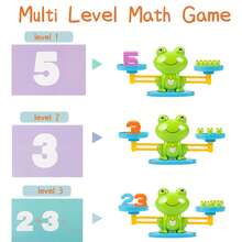 青蛙平衡游戏数学学习玩具，配有数字积木和颜色识别卡 - 适合学龄前儿童和幼儿园小朋友的教育性计数和重量比较活动 - 耐用塑料材质，易于组装，色彩鲜艳（生日/圣诞礼物） - 彩色 - 查看 6