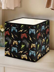1pc Handle Printed Open Storage Box, Stackable Organizer Drawers, Durable Multi-Purpose Space-Saving Design For Home, Dorm, Household Organization, Under Bed Storage