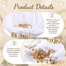 10/20 pièces Baguettes de ruban avec ruban à triple dentelle et cloche dorée, baguettes de fête. Bâtons de ruban, baguettes de fée magiques pour décorations de mariage, faveurs de fête, jeux de fête, fournitures de mariage