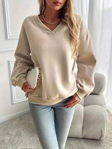 Loose And Comfortable Pullover Hoodie, Suitable For Casual Wear, Versatile For Both Work And Social Occasions, Ideal For Vacations, High-End Clothing. - 米色 - 查看 6