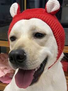 1pc Dog Knitted Hat, Noise Reduction Knitted Dog Hat, Warm Winter Hat For Dogs And Cats, Suitable For Medium To Large Pets, Winter Dog Warm Hat Quiet Dog Ears, Soft And Stretchy Polyester Spandex Blend, Noise Reduction And Comfortable Fit - Multicolor - View 4