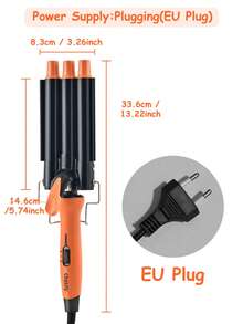 CRASTS Ferro de Ondular 3 em 1, Controle de Temperatura, Onda Grande, Cachos Grandes, Ondulação a Água, Laranja