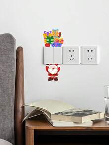 1PC Santa Claus And Gift Switch Sticker, Creative Home Wall Switch Decoration Sticker, Christmas Atmosphere Decoration, Suitable For Living Room, Bedroom, Dining Room, Holiday Decoration